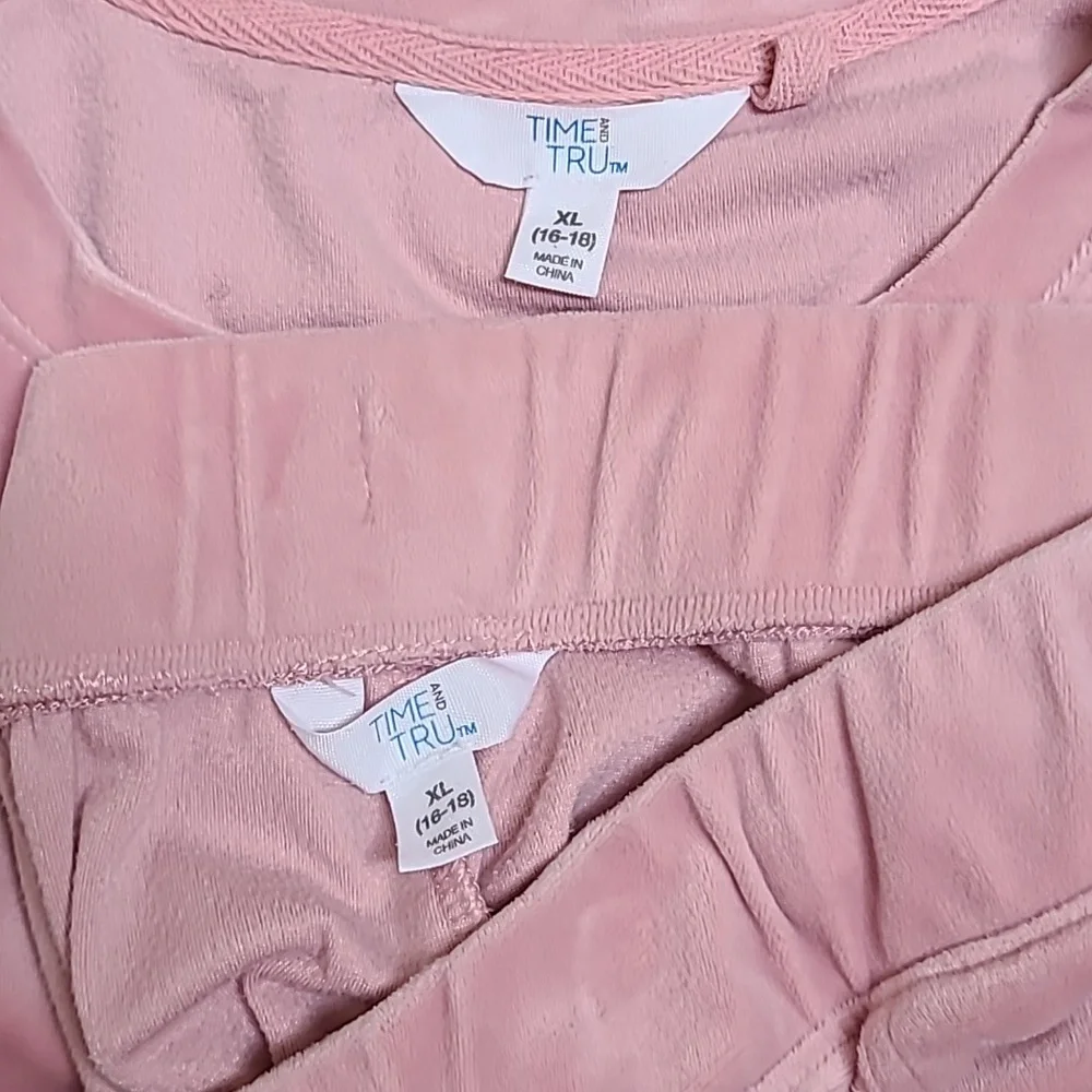 Time and Tru Dusty Pink Lounge Set Velour Stretchy XL soft Comfy Loungewear Pant - Picture 3 of 5